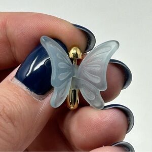 Vintage Avon Translucent Blue Lucite Articulated Butterfly Pin Small Dainty